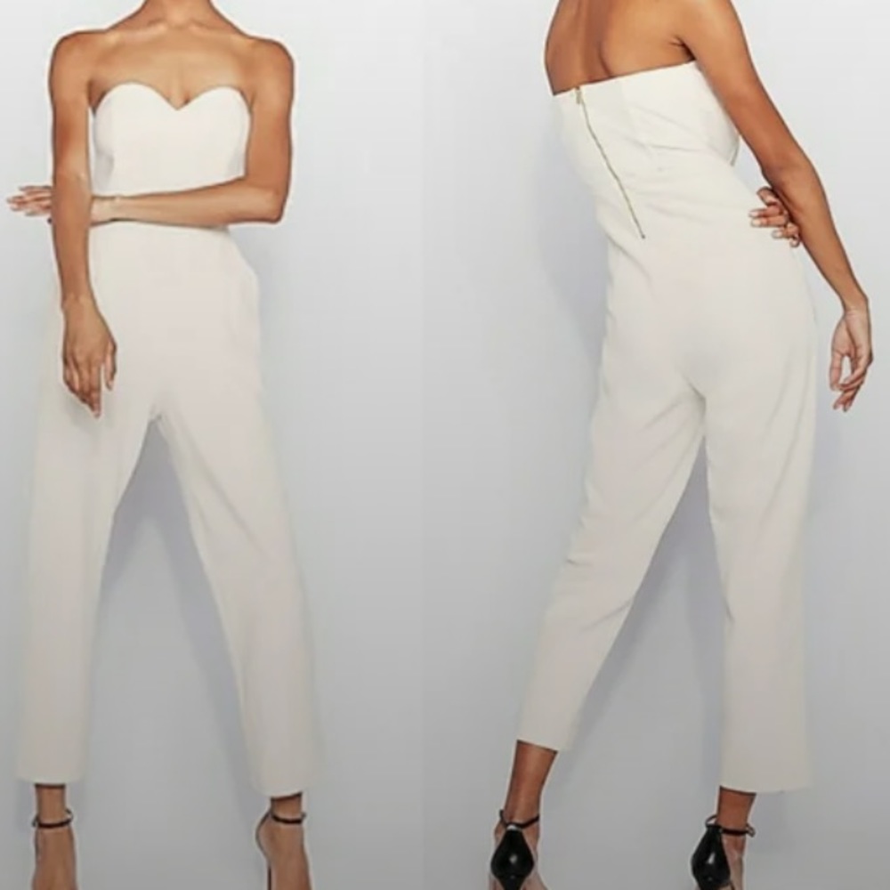 Express white sweetheart neckline strapless romper pantsuit NWT